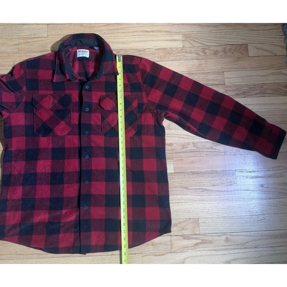 WRANGLER Red & Black Fleece Buffalo Plaid Relaxed Button up Shirt Size XL - Picture 2 of 6